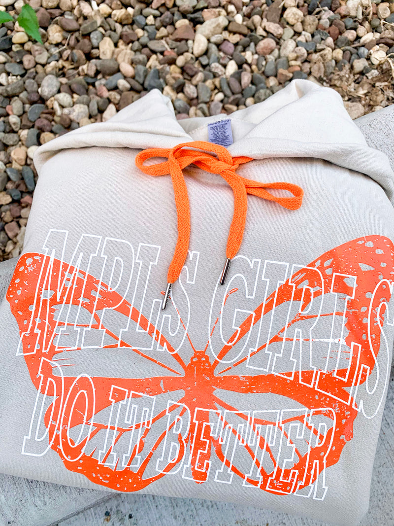 Mpls Girls Do It Better (tan w/ orange) Hoodie unisex