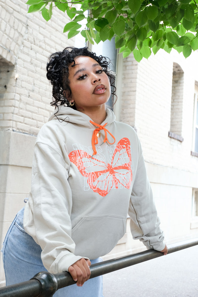 Mpls Girls Do It Better (tan w/ orange) Hoodie unisex